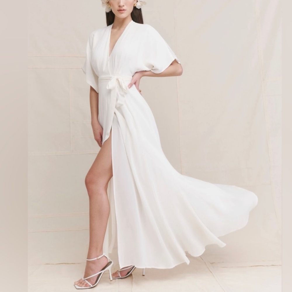 Reformation Winslow White Maxi Wrap Dress